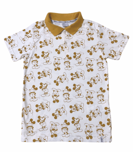 POLO INFANTIL Mickey Off com Gola Caramelo
