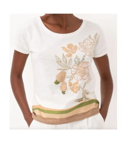 BLUSA FEMININA FLORAL CREME