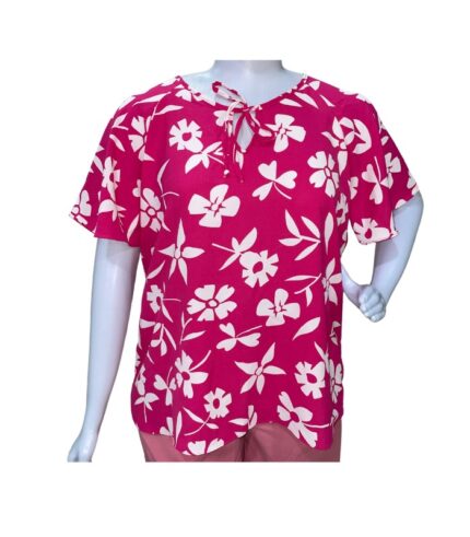 BLUSA FEMININA ESTAMPADA LAÇO NO DECOTE