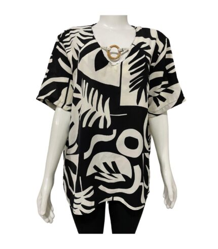 BLUSA FEMININA ARGOLA NO DECOTE TAMANHO G1