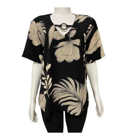 BLUSA FEMININA ARGOLA NO DECOTE TAMANHO EXG